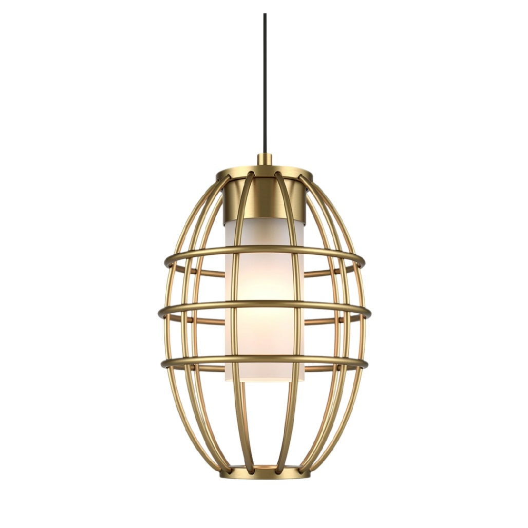 **Suspension lumineuse design en métal doré avec diffuseur en verre**