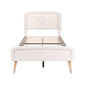 **Lit contemporain en cuir synthétique avec cadre en bois**