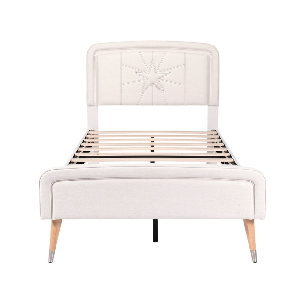 **Lit contemporain en cuir synthétique avec cadre en bois**