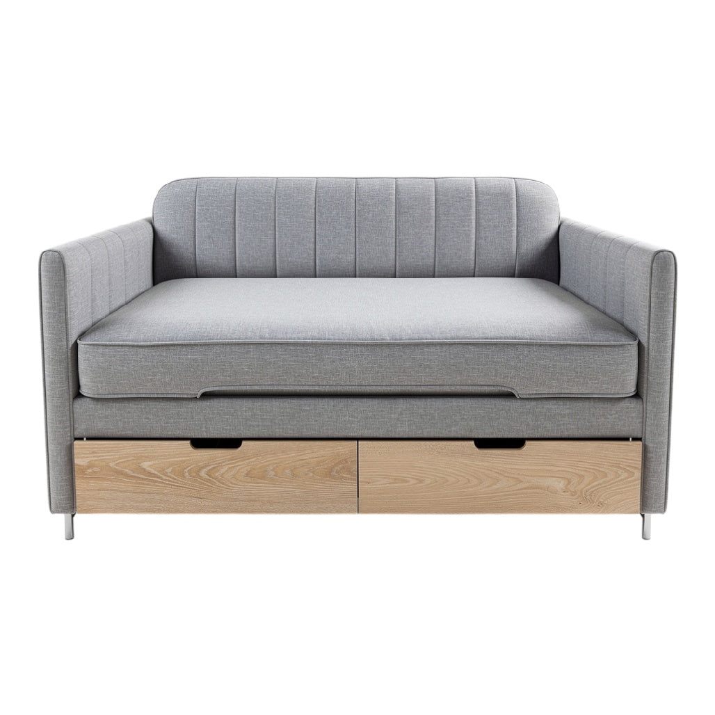 **Canapé convertible avec rangement en bois - Design moderne et confortable**